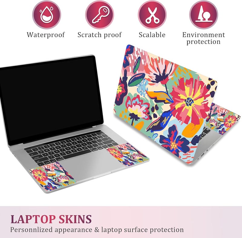 Lauspuck Laptop Notebook Skin Sticker Cover Decal, 12 13 13.3 14 15 15.4 15.6 inch Laptop Vinyl Skin Sticker Cover Art Protector Decal Universal, Graffiti Flower - Image 2